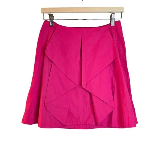 Anthropologie Maeve Urban Outfitters Hot Pink Magenta Mini Skirt Ruffles Size 4 - Picture 3 of 10